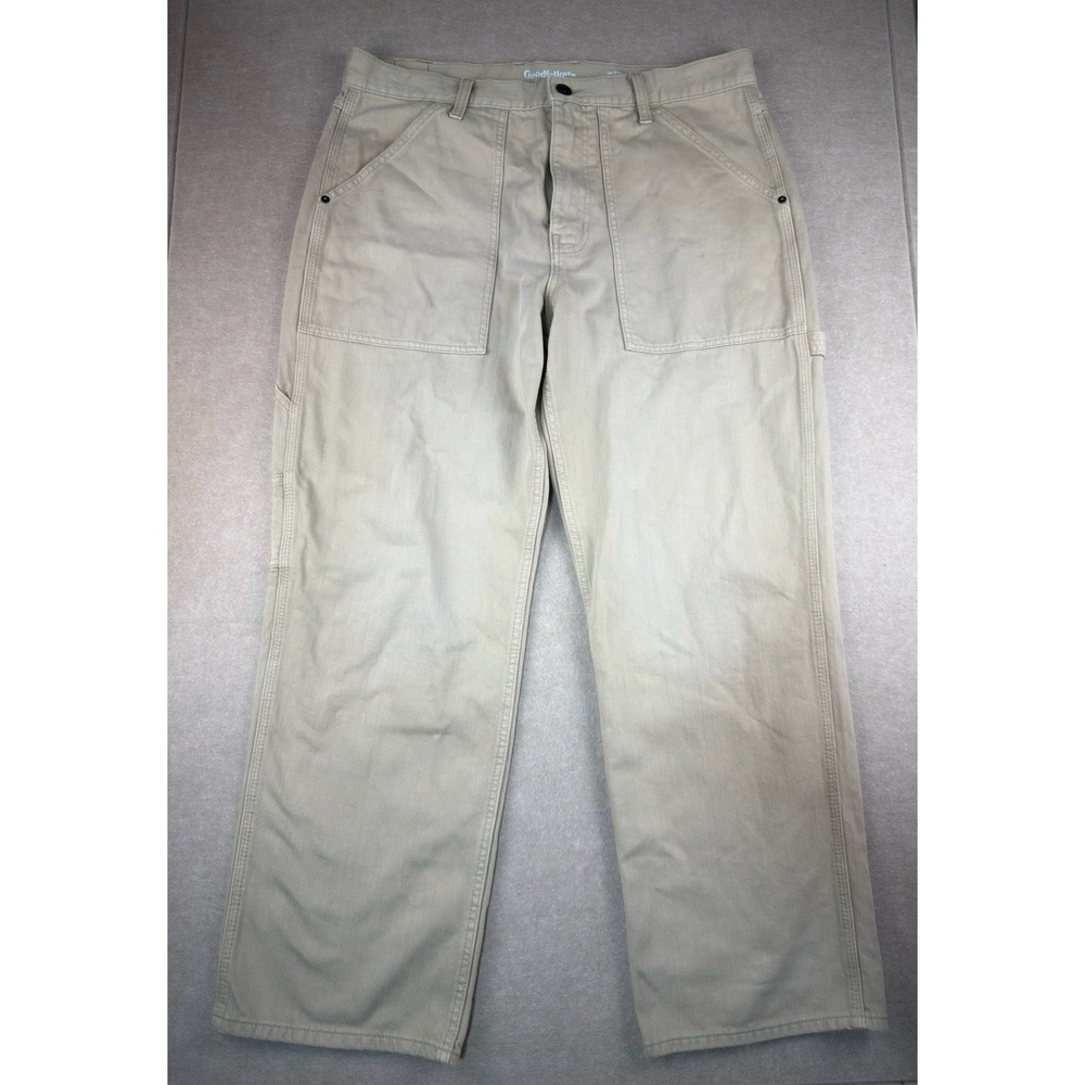 Goodfellow Utility Pants Men 36x32 Beige Relaxed‎ Straight Fit Mid Rise Cotton